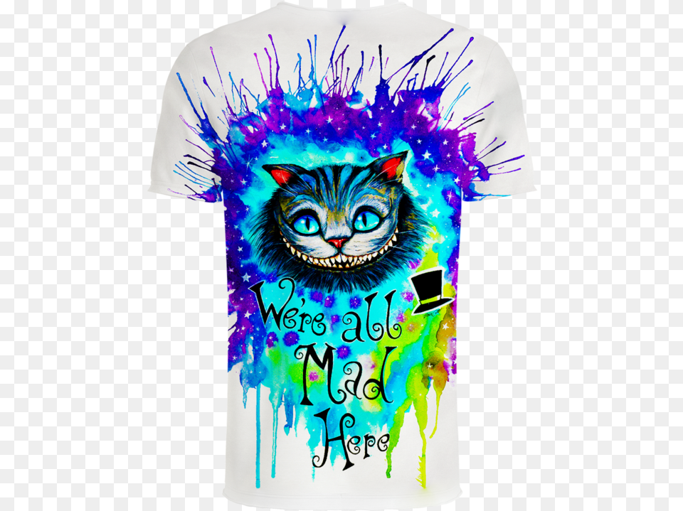 Cheshire Cat Alice In Wonderland 3d T Shirt We Re All Mad Here Watercolor, Clothing, Dye, T-shirt, Art Png