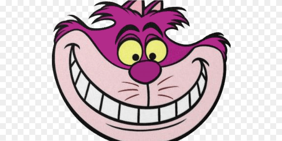Cheshire Cat Clipart Smile Alice In Wonderland Cheshire Cat Face, Purple, Cartoon Png Image