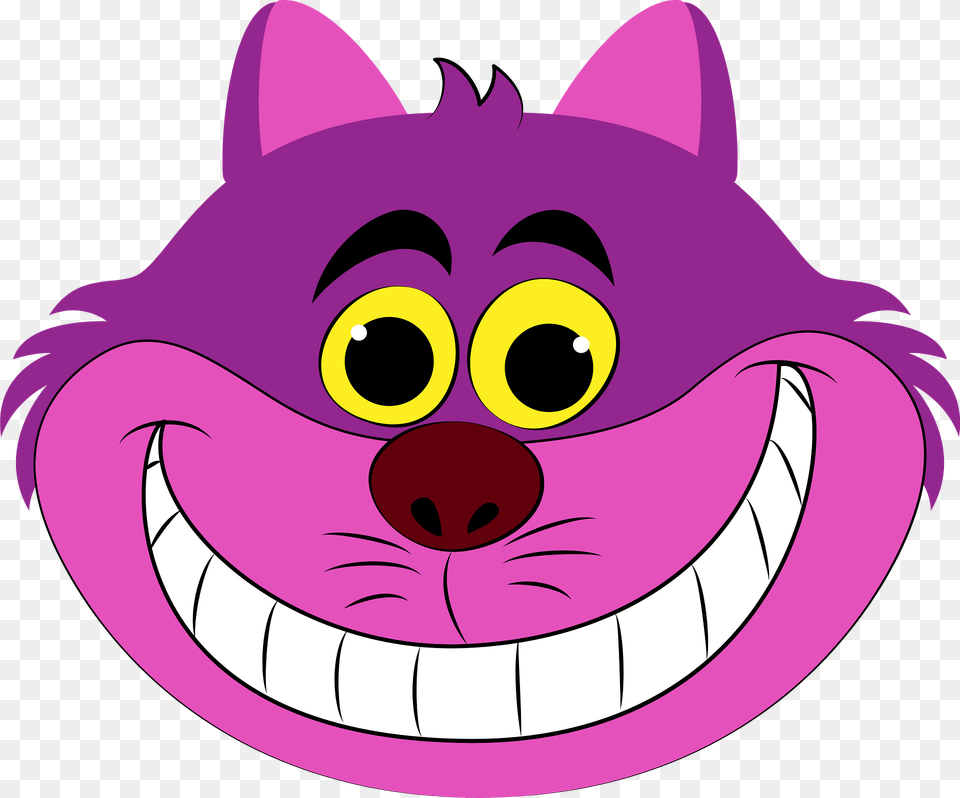 Cheshire Cat Face Clipart, Purple, Cartoon, Animal, Fish Free Png Download