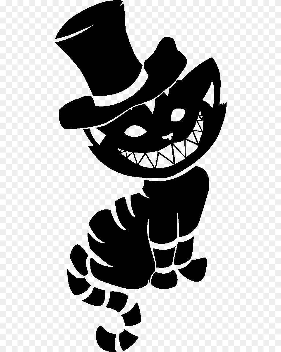 Cheshire Cat Mad Hatter Tattoo Alice S Adventures In Alice In Wonderland Cat Silhouette, Gray Free Png