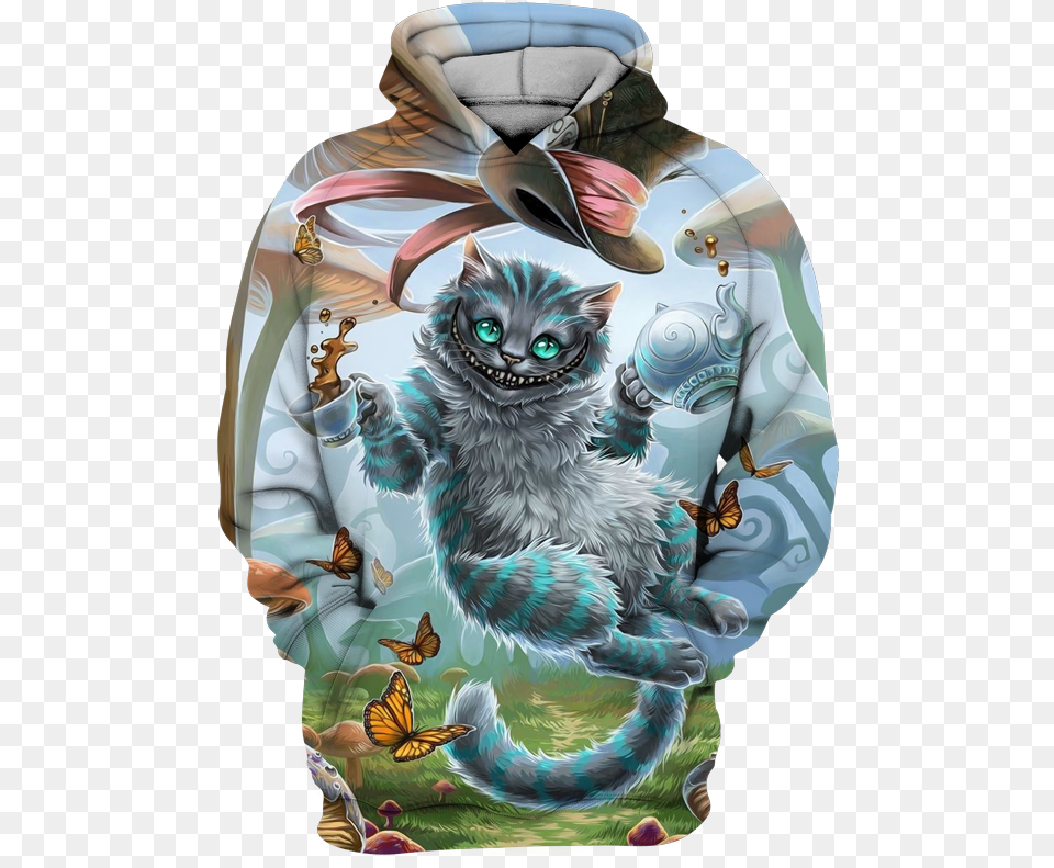 Cheshire Cat Tea Party, Sweatshirt, Sweater, Knitwear, Hoodie Png