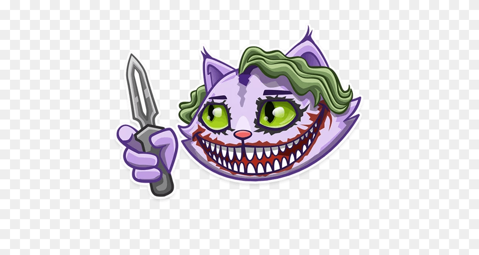 Cheshire Stickers Set For Telegram, Purple, Weapon Png