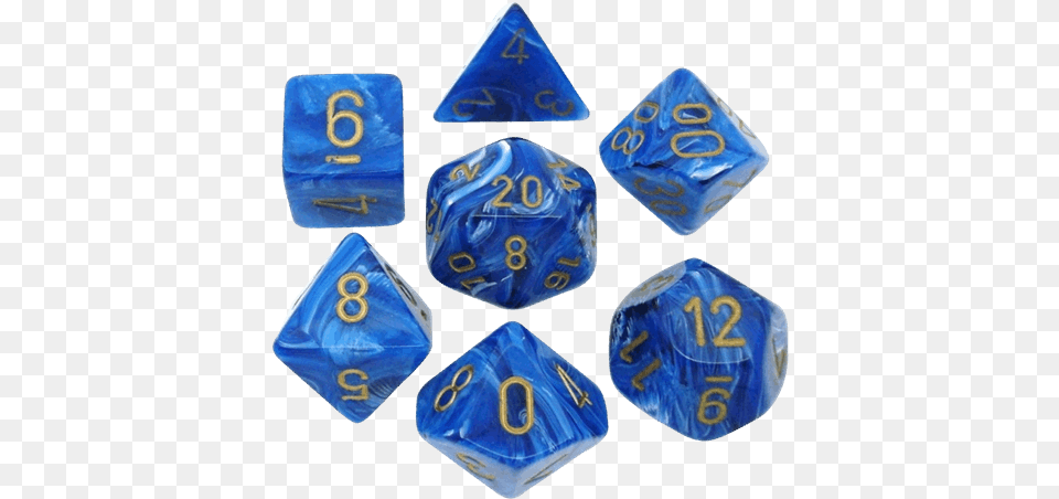 Chessex Vortex Blue With Gold Polyhedral Dice Set Chessex Vortex Blue W Gold, Game Png Image