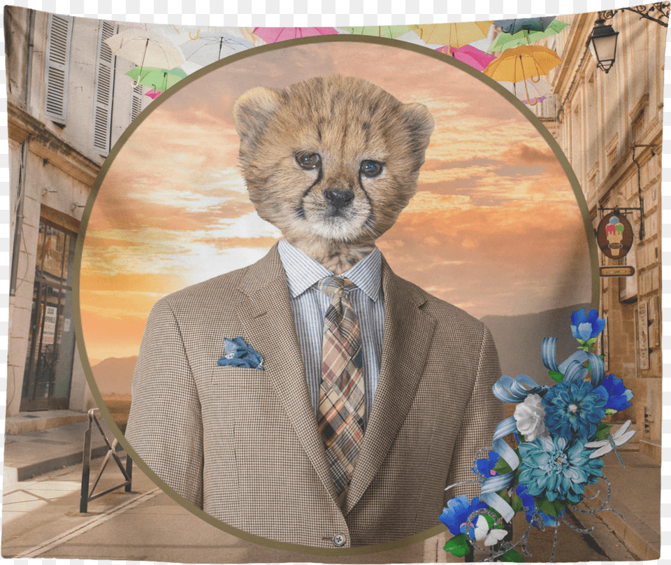 Chester Cheetah Tapestry Picture Frame, Formal Wear, Accessories, Tie, Art Free Transparent Png