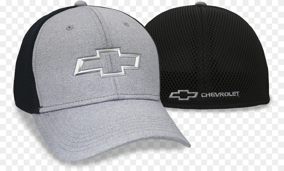 Chevrolet Chrome Bowtie Grey Black Fitted Cap Chevrolet, Baseball Cap, Clothing, Hat Png Image