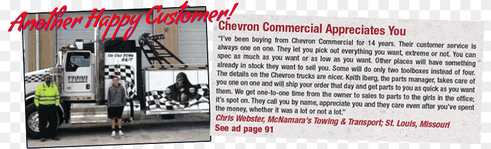 Chevron American Towman 4 Photo Caption, Person, Transportation, Truck, Vehicle Free Transparent Png