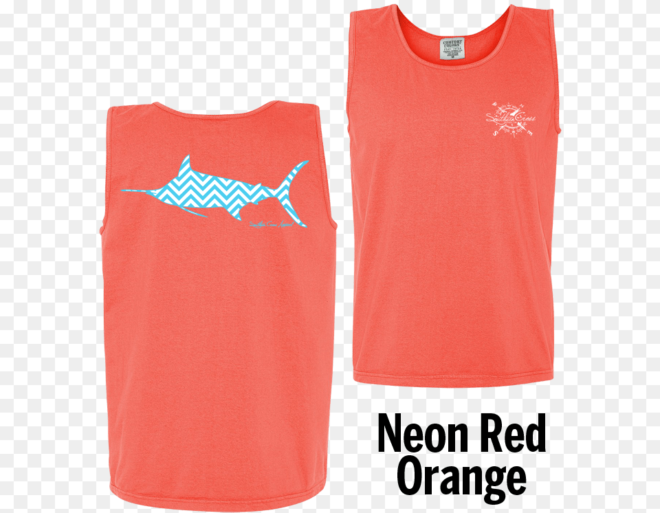 Chevron Marlin Aw Tank Top Neon Red Orange Small Top, Animal, Fish, Sea Life, Shark Png