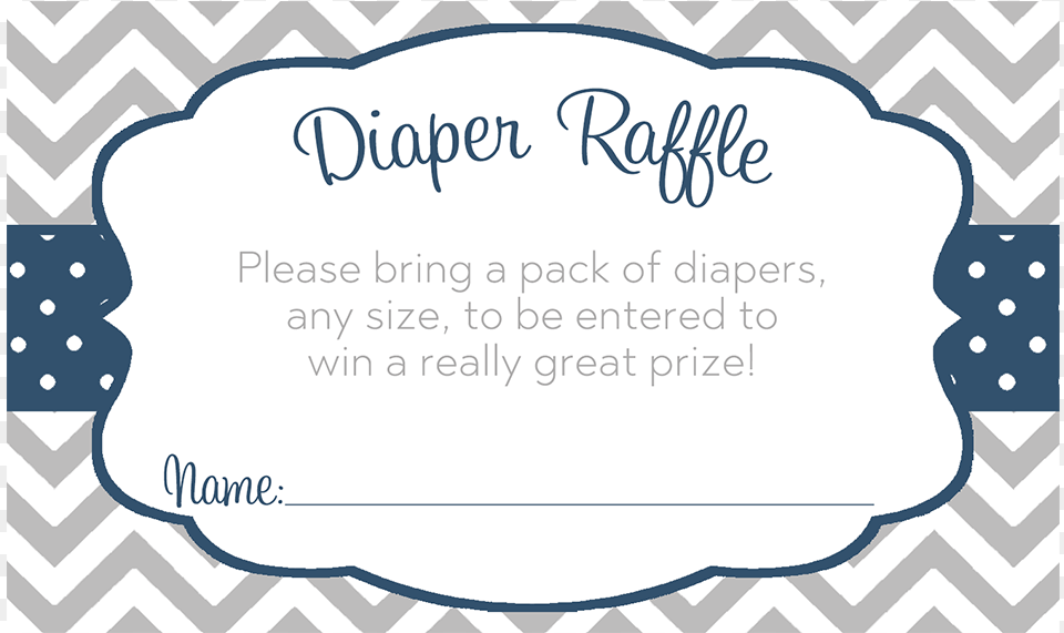Chevron Stripes And Polka Dots Navy Diaper Raffle Baby Shower, Text, Paper Free Transparent Png