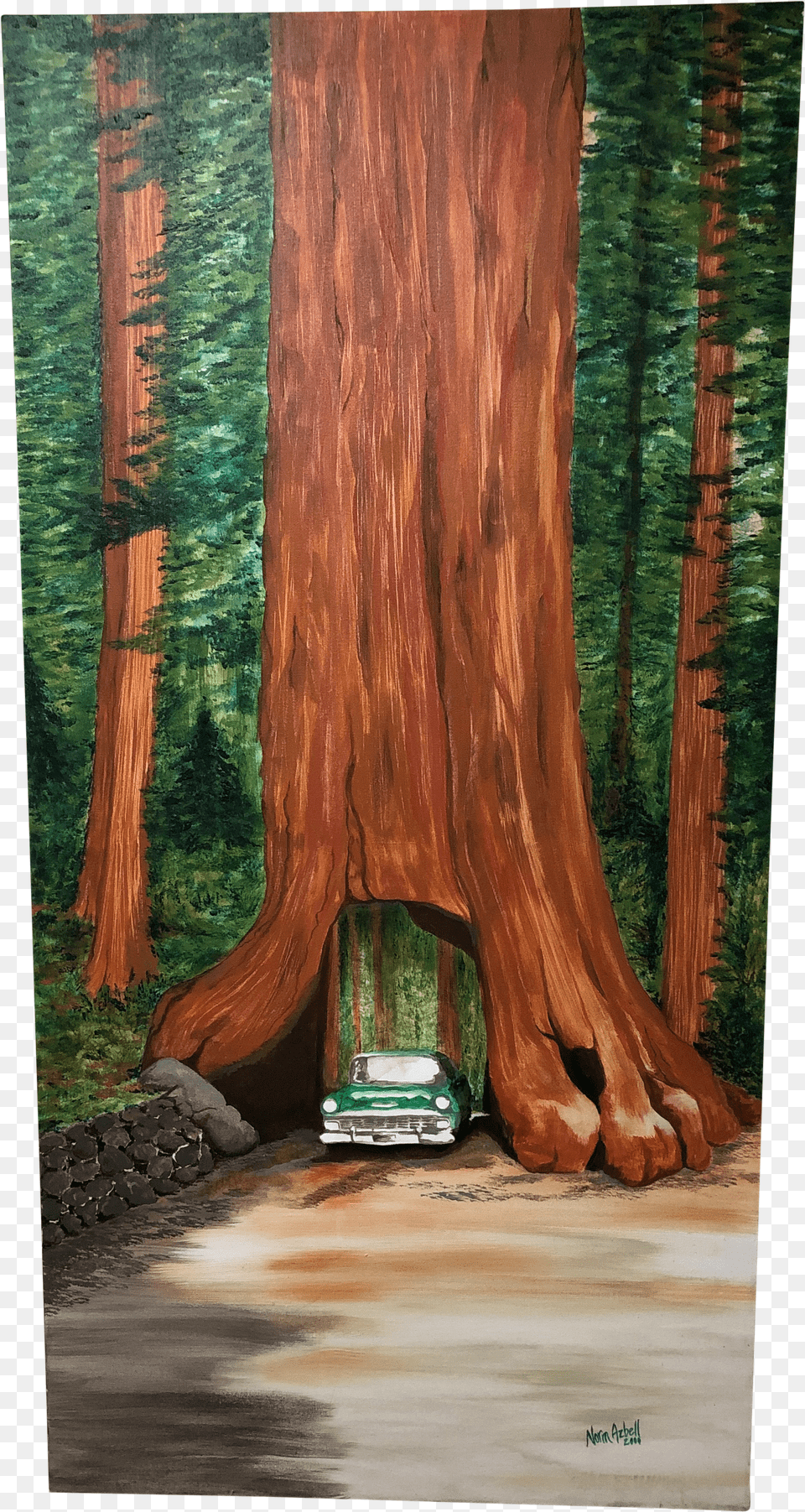 Chevy Bel Air Driving Through Redwood Tree Free Transparent Png
