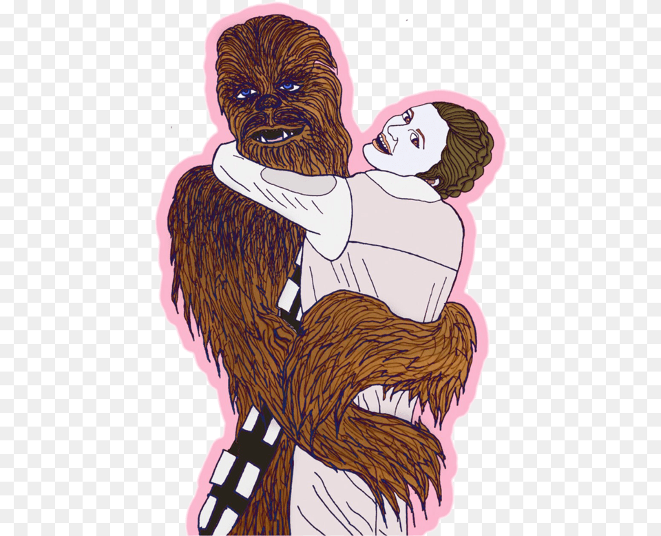 Chewbacca And Leia Cartoon, Person, Face, Head, Animal Free Png