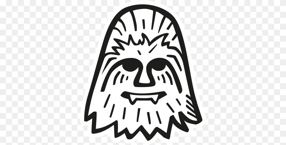 Chewbacca Icon Of Space Hand Drawn Black Sticker Star Wars Chewbacca Icon, Stencil, Baby, Person Png
