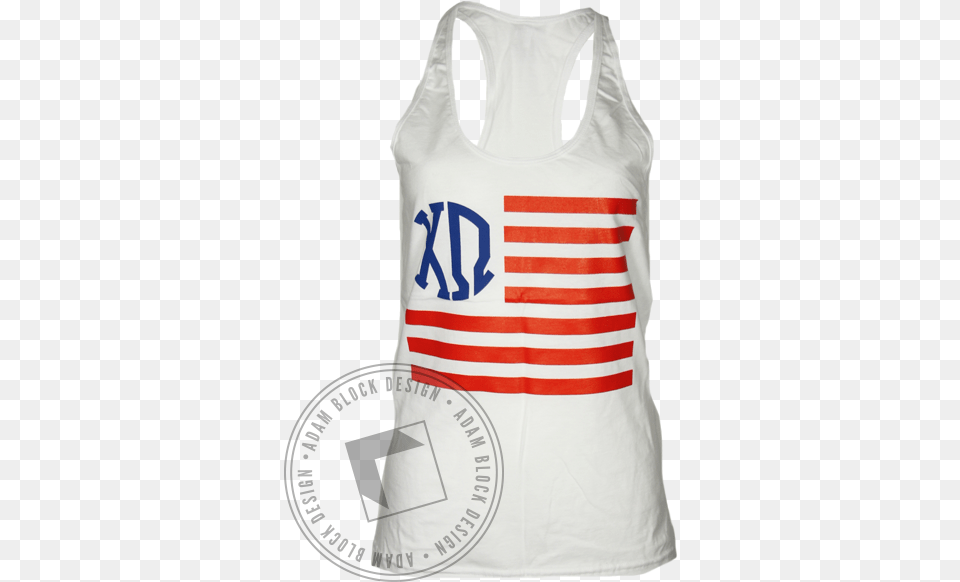 Chi Omega American Flag Greek Letters Tank Top Active Tank, Clothing, Tank Top, Adult, Male Png