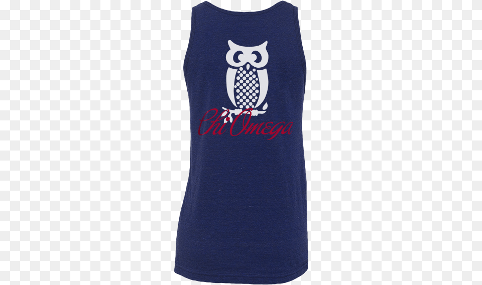 Chi Omega American Girl Tank Back Owl, Clothing, Tank Top, Animal, Bird Free Png