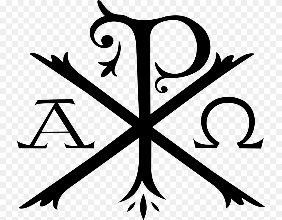 Chi Rho Alpha And Omega Christian Cross Symbol, Gray Png