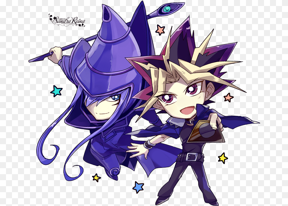 Chibi And Yu Gi Oh Image Dark Magician And Yugi Atem, Book, Comics, Publication, Person Png