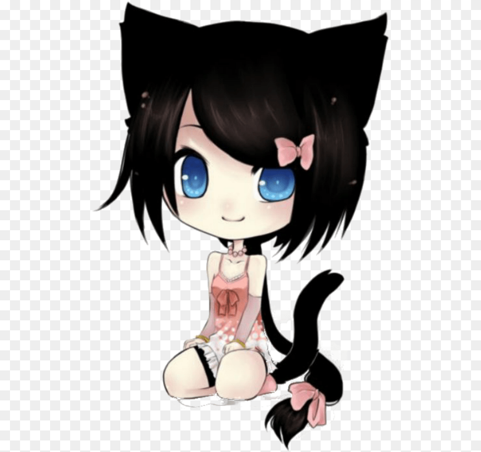 Chibi Anime Girl Kitten, Book, Comics, Publication, Baby Free Transparent Png