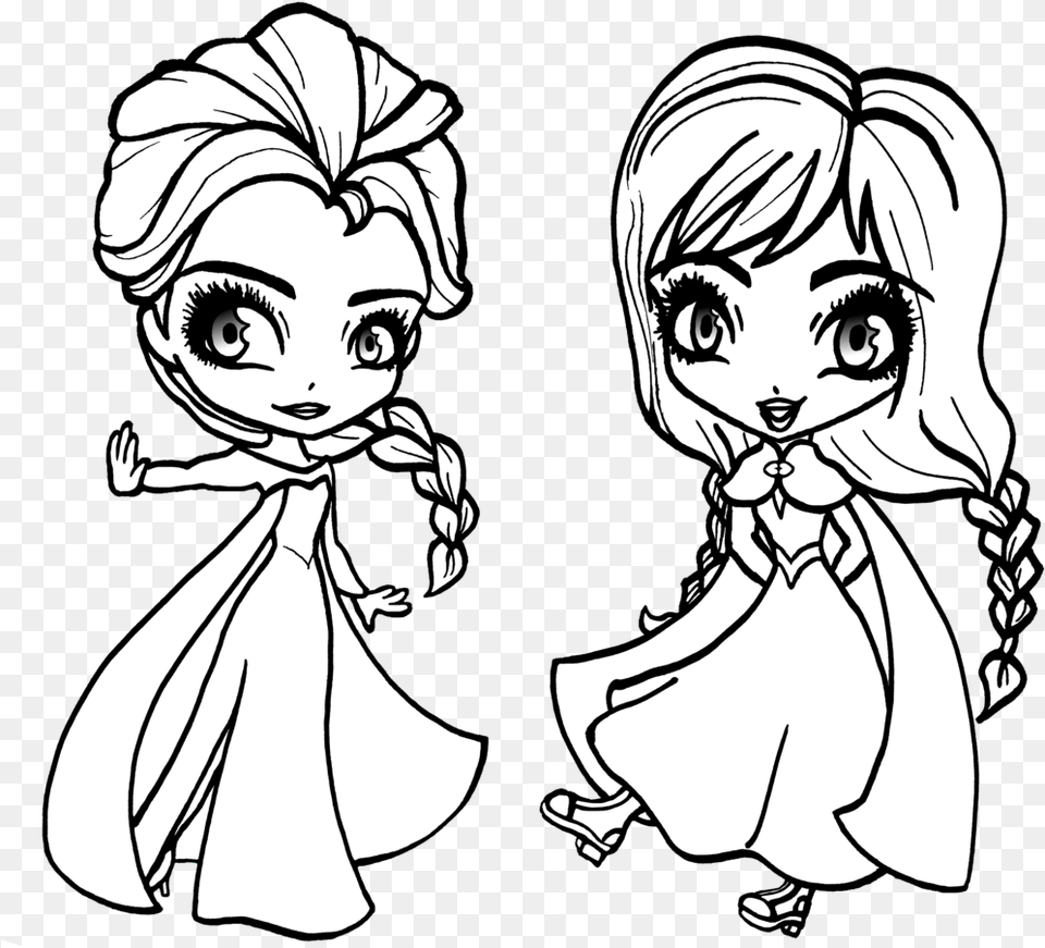Chibi Anna And Elsa From Frozen Baby Elsa Coloring Pages, Publication, Book, Comics, Person Free Png Download