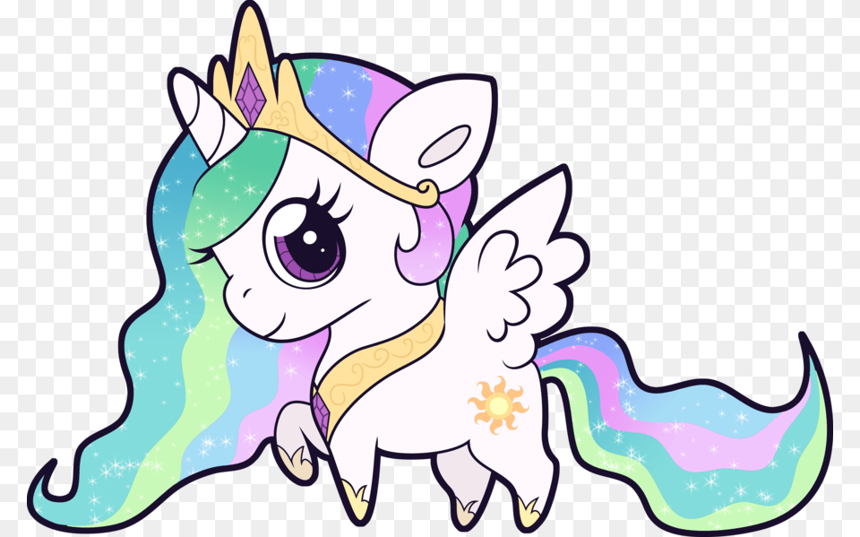 Chibi Celestia Ponies In Chibi Unicorn, Art, Graphics, Cartoon, Face Free Png