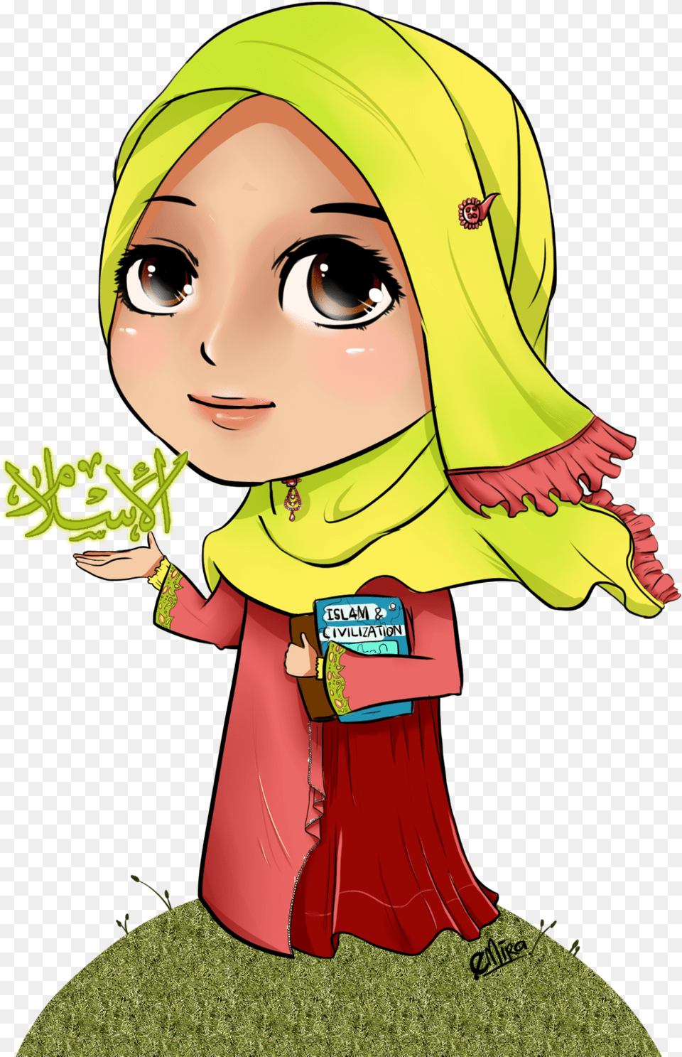 Chibi Clipart Muslimah Kartun Kanak Kanak Islam, Book, Clothing, Coat, Comics Free Transparent Png