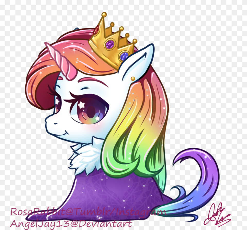 Chibi Commission Rainbow Unicorn Queen, Art, Book, Comics, Graphics Png Image