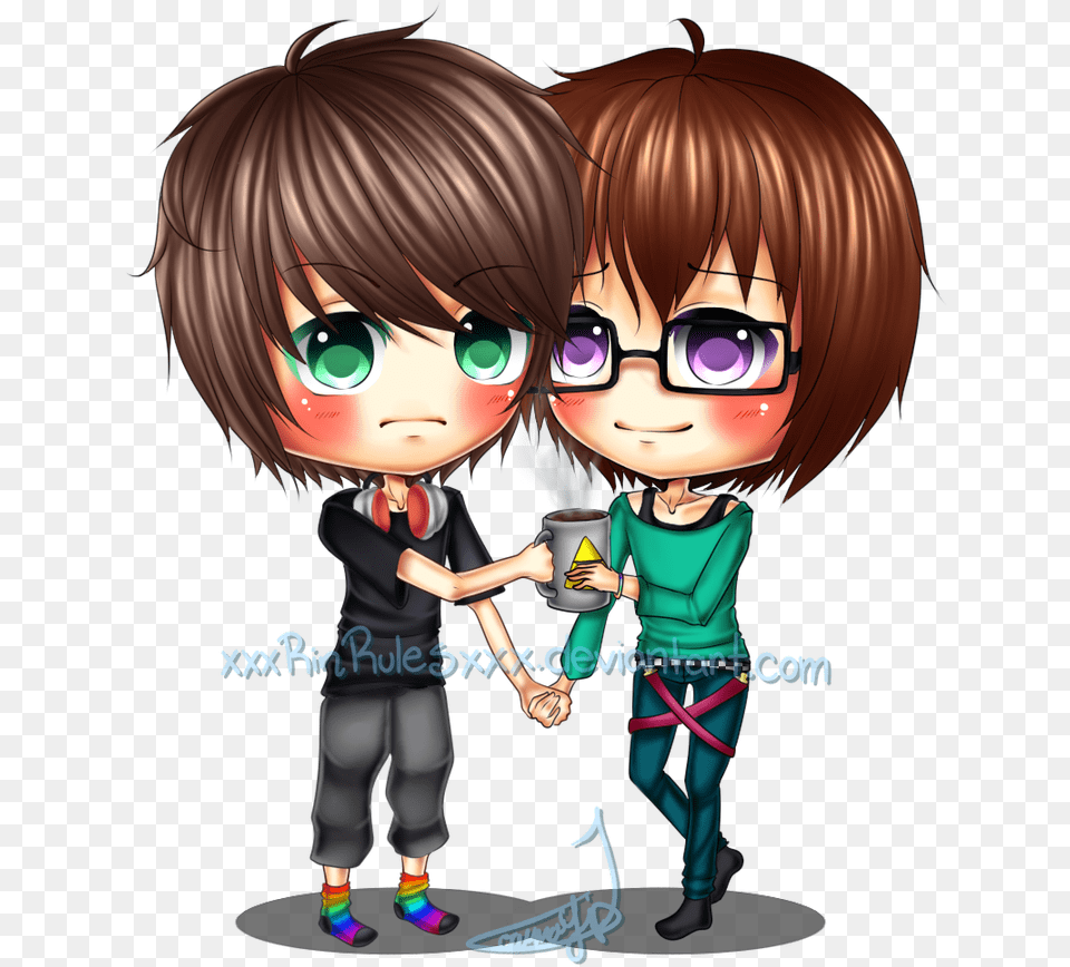 Chibi Couple Tyler And Brian By Xxxrinrulesxxx On Cartoon, Book, Comics, Publication, Face Free Transparent Png