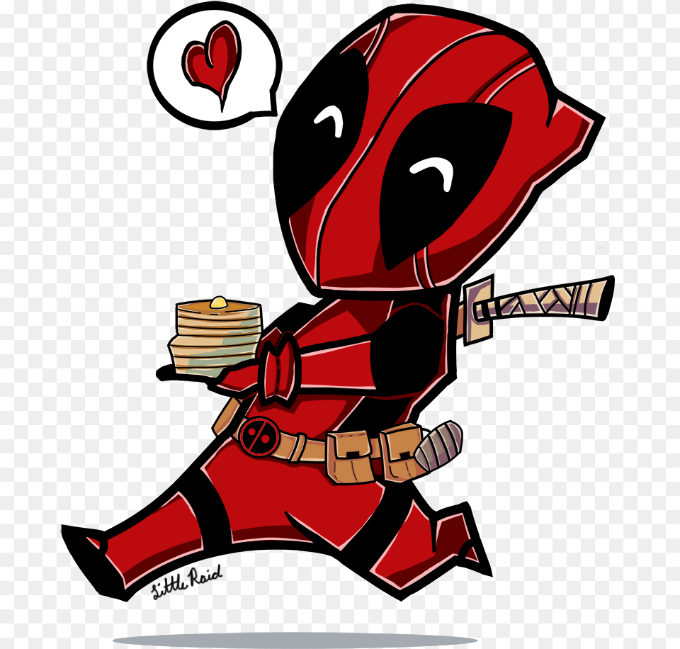 Chibi Deadpool And Pancakes Deadpool Black And White, Baby, Person, Book, Comics Png Image