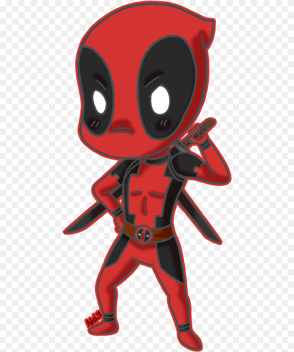 Chibi Deadpool Commission By Theartslave Deadpool Chibi, Book, Comics, Publication, Baby Free Png