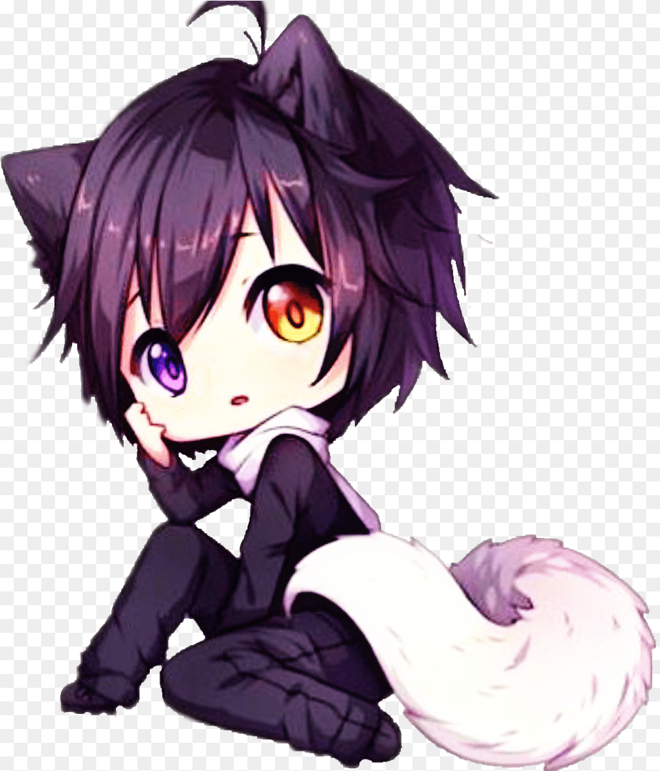 Chibi Dog Animeboy Boy Anime Cute Colorful Handpainted Cute Anime Wolf Girl, Book, Comics, Publication, Baby Png