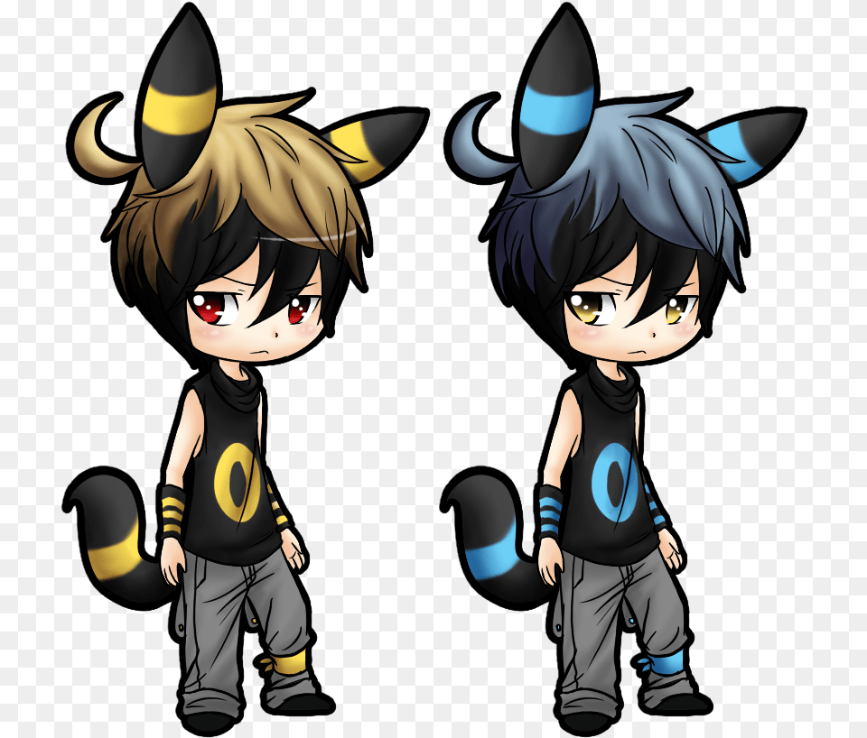 Chibi Gijinka Umbreon Normal Shiny By Thatwildmary D69fkfj Umbreon Boy Chibi, Book, Comics, Publication, Baby Free Transparent Png