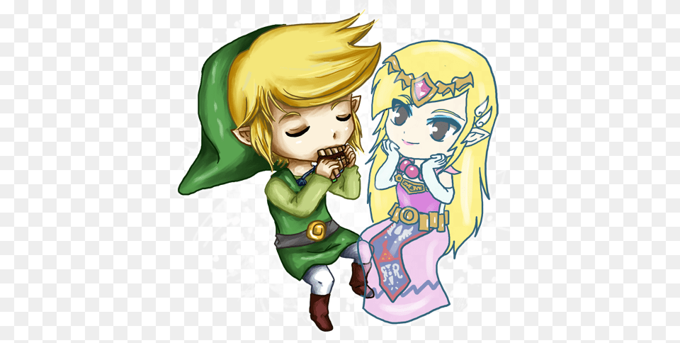 Chibi Link And Zelda Spirit T By Leziith Zelda And Link Chibi, Book, Comics, Publication, Baby Free Png