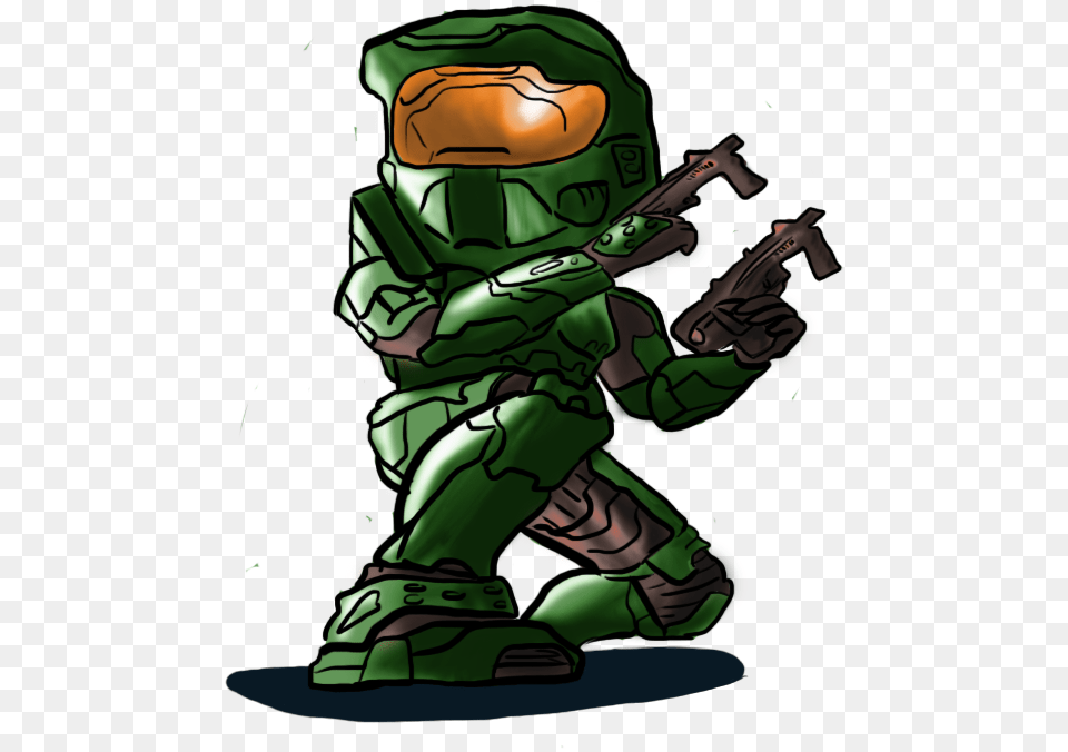 Chibi Master Chief Cartoon Clipart Cartoon Halo Game, Person, Paintball, Green Free Transparent Png