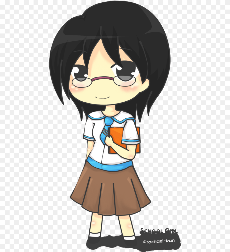 Chibi School Girl 3 By Rachael Kun Vector Anime Chibi School Girl, Book, Comics, Publication, Person Free Png Download