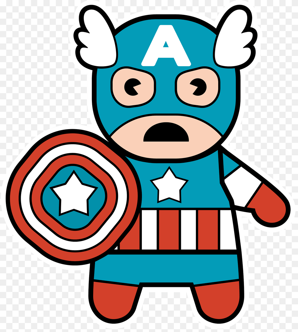 Chibi Superhero Captain America Clipart, Sticker, Dynamite, Weapon Free Transparent Png