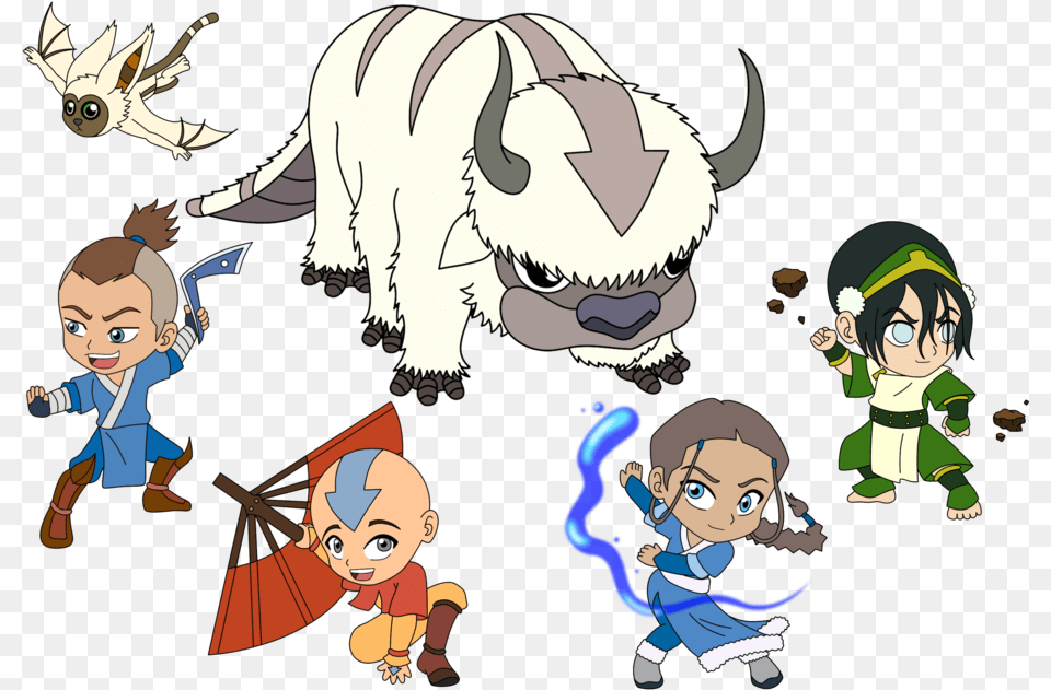 Chibi Team Avatar By Animestudent09 D4qisp4 Avatar The Last Airbender, Baby, Person, Book, Comics Free Transparent Png