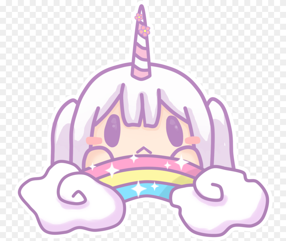 Chibi Unicorn Drawings Pictures To Pin Transparent Chibi Unicorn, Hat, Clothing, Cream, Birthday Cake Png