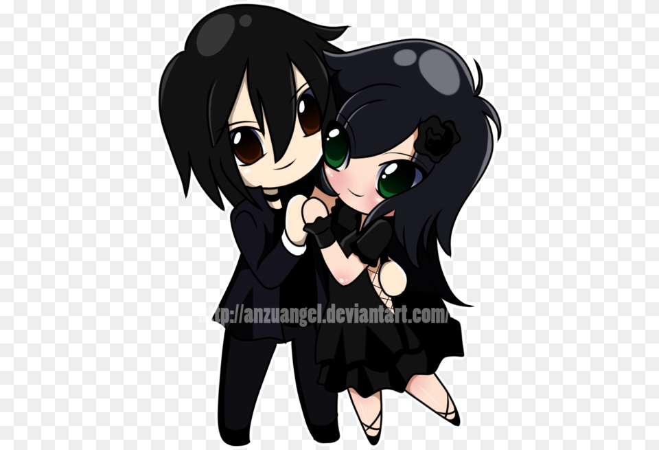 Chibis By Anzuangel On Emo Cartoon Goth Couple, Book, Comics, Publication, Baby Png Image