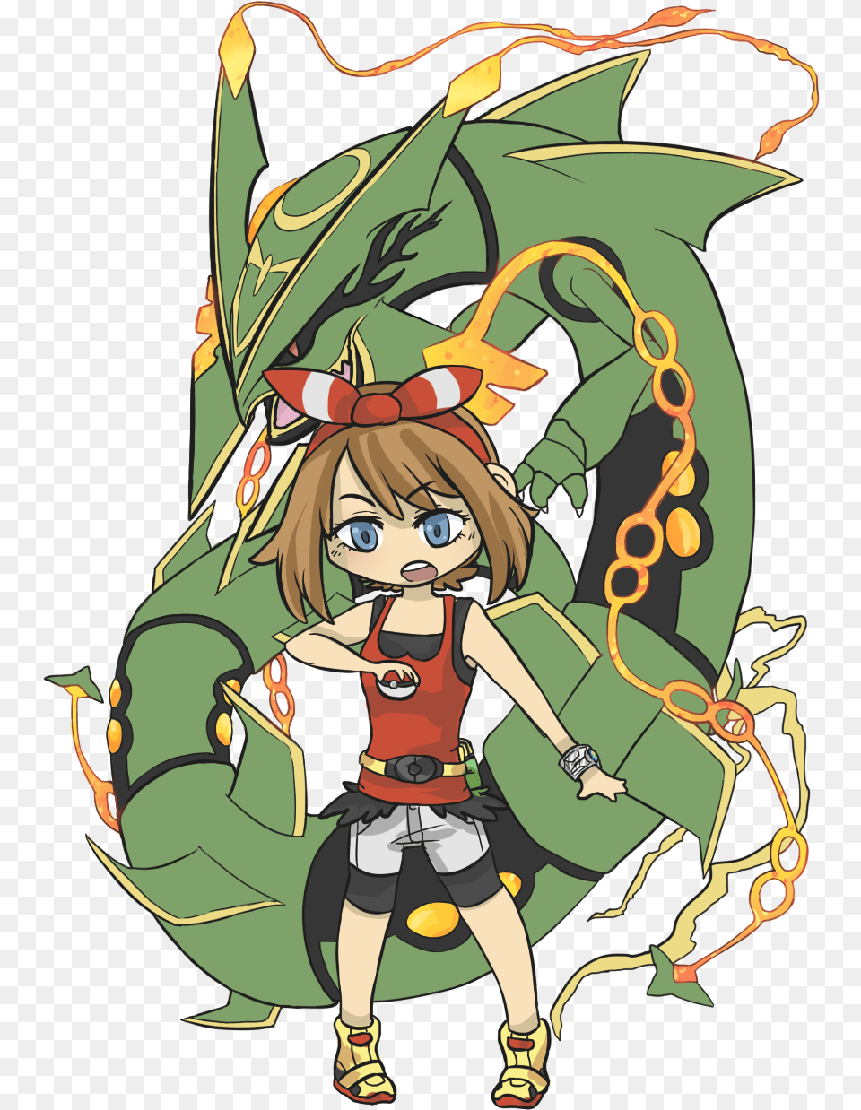 Chibswipgaia Pkmnsapphire Pokemon Rayquaza And May, Book, Publication, Comics, Baby Free Png