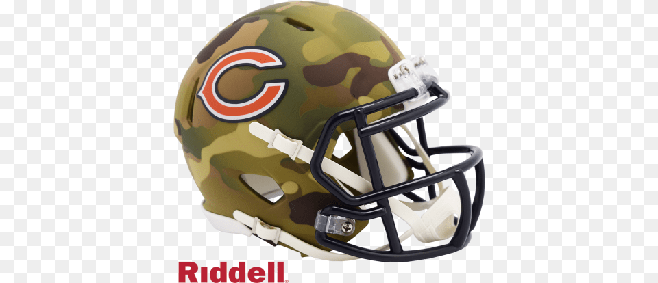Chicago Bears Camo Mini Speed Football Helmet The Bears, American Football, Football Helmet, Sport, Person Png