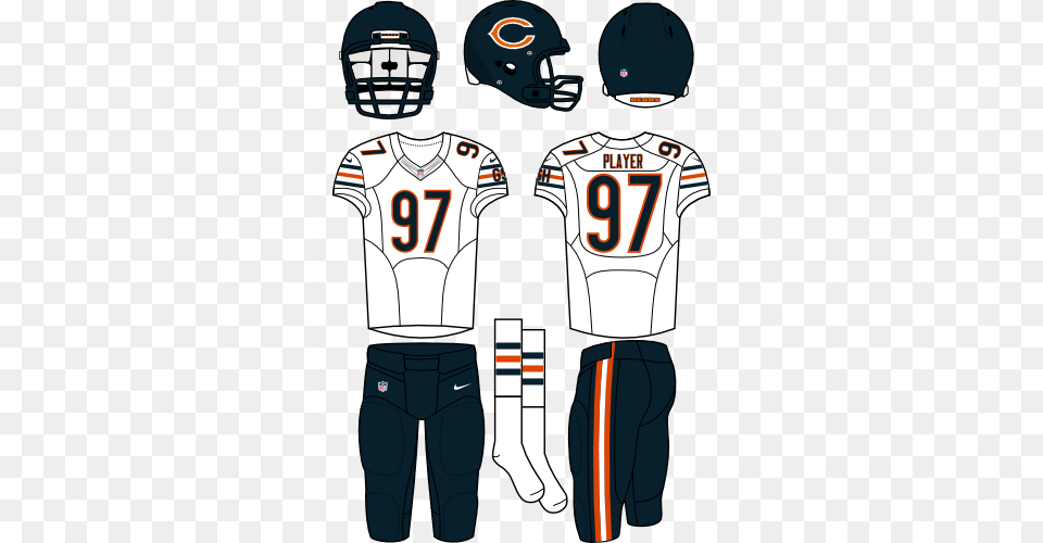 Chicago Bears Uniform Uniforme De Chicago Bears, Shirt, Clothing, Helmet, American Football Png Image
