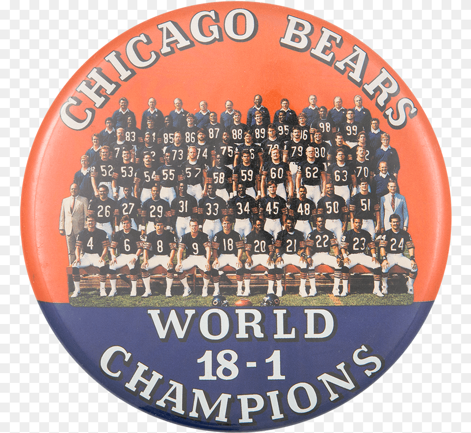 Chicago Bears World Champions, Badge, Logo, People, Person Free Transparent Png