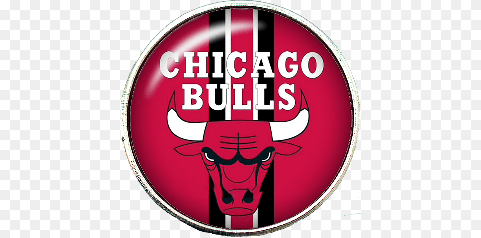 Chicago Bulls Nba Basketball Logo Snap Charm Tropicaltrinkets Chicago Bulls, Symbol, Emblem, Disk Free Png