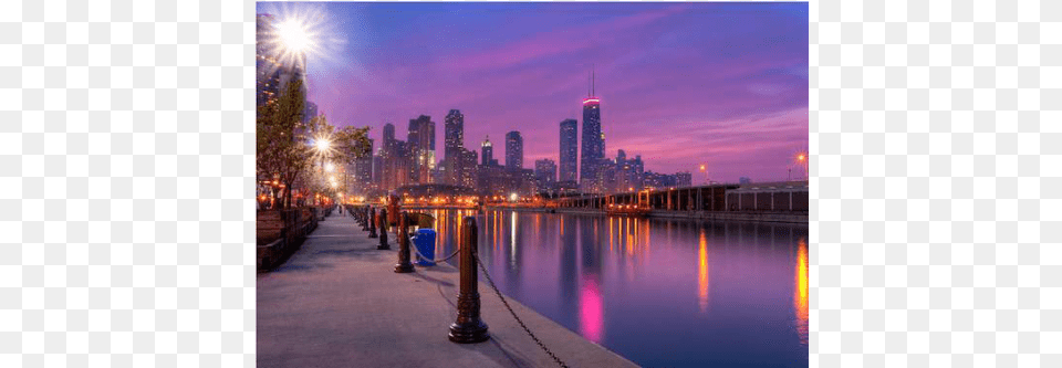 Chicago City Skyline Purple, Architecture, Water, Urban, Scenery Free Png