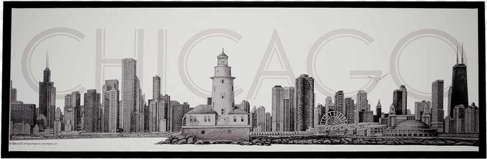 Chicago Collection Canvas Fine Art Pencil Illustration Art, Architecture, Building, City, Metropolis Free Png