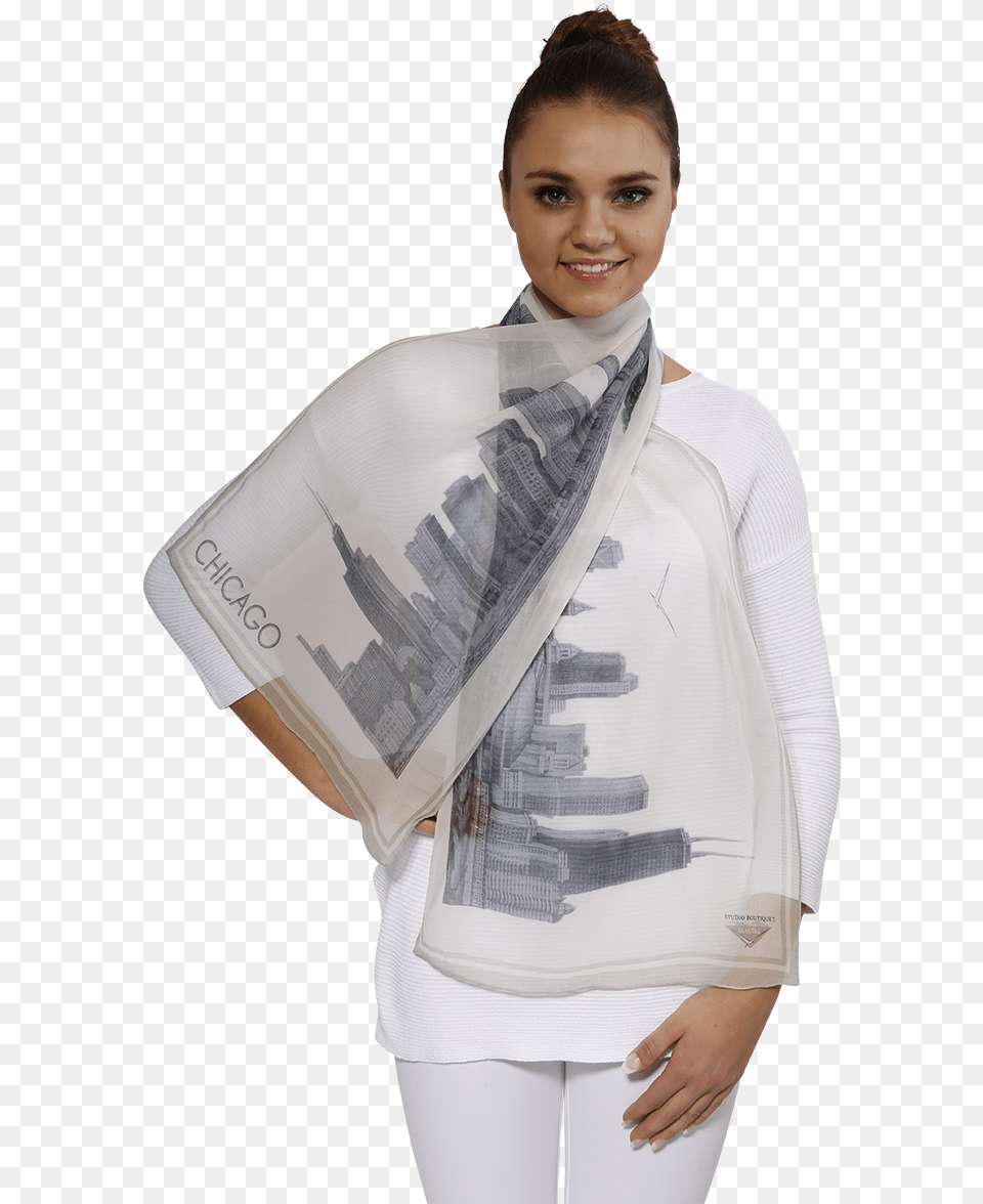 Chicago Collection Pencil Illustration Silk Georgette, Adult, Person, Woman, Female Png Image