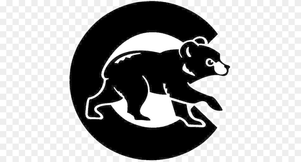 Chicago Cubs Emblem Clip Art Black And White Ideas Black Chicago Cubs Logo, Stencil Free Png