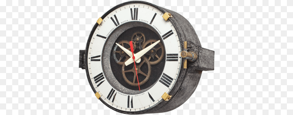 Chicago Factory Wall Clock Side Web 600x Wall Clock Vintage, Wristwatch, Arm, Body Part, Person Png