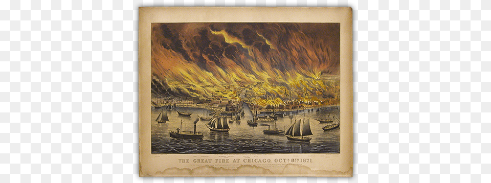 Chicago Fire Icanvas The Great Fire Of Chicago 1871 Art By Currier, Vehicle, Transportation, Sailboat, Painting Free Transparent Png
