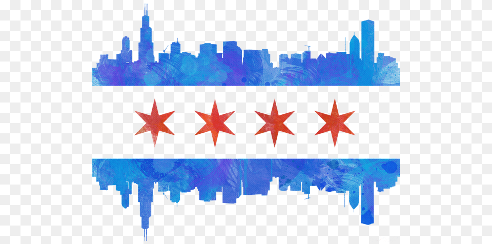 Chicago Flag Watercolor Onesie For Sale, Symbol, Star Symbol Free Transparent Png