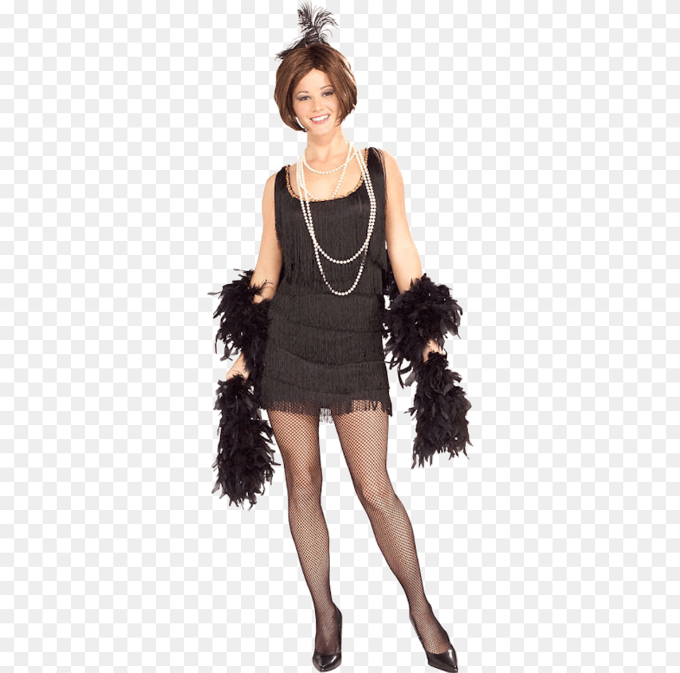 Chicago Flapper Costume Flapper Dresses Large, Accessories, Necklace, Jewelry, Person Png