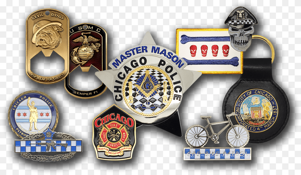 Chicago Police Department Cap Badge, Logo, Symbol, Machine, Wheel Free Png